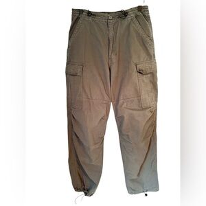 Brandy Melville Jemma Cargo Pants Brown Green Drawstring Cuff Pockets- OS